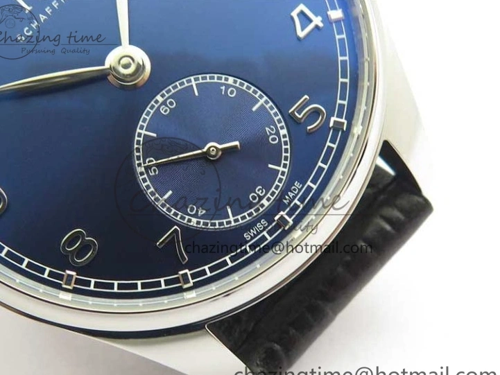 MIROTIME 0112 TimelessDesign Portuguese IW358304 ZF 1:1 Best Edition SS Blue Dial on Leather Strap A 7078
